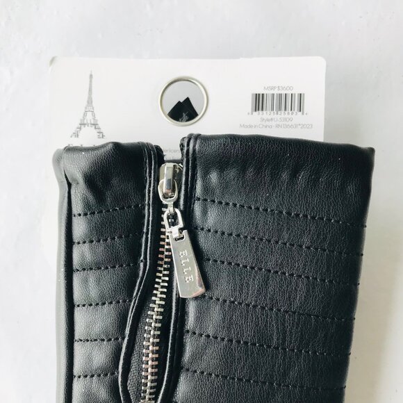 Elle  Women’s Gloves With Lining Black  Patterned Faux Leather - Picture 6 of 6